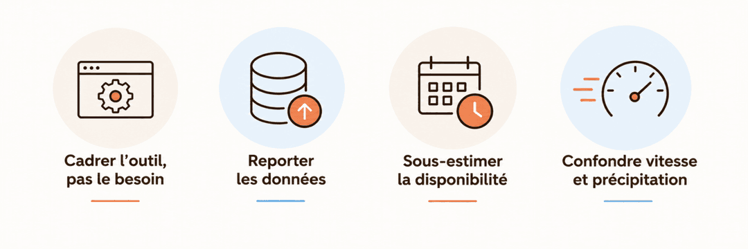 Schéma des quatre erreurs de cadrage ERP les plus coûteuses